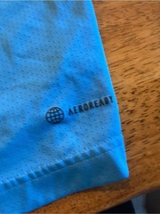 adidas Light Blue Short-Sleeve Athletic Tee with Logo