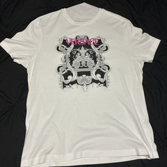 Versace White & Pink Silver Barocco Tee Shirt – L