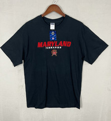 Maryland Terrapins T Shirt Men’s L Black Crewneck Short Sleeve Pre Shrunk Cotton