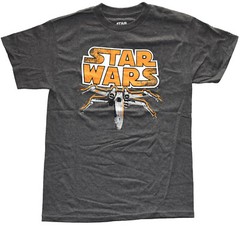 Star Wars X-Wing below Orange SW Logo Men’s Charcoal Heather T-Shirt New