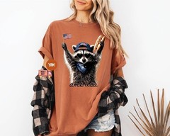 Comfort Colors® Feral & Free Racoon Shirt, 4th of July Shirt, USA Independence