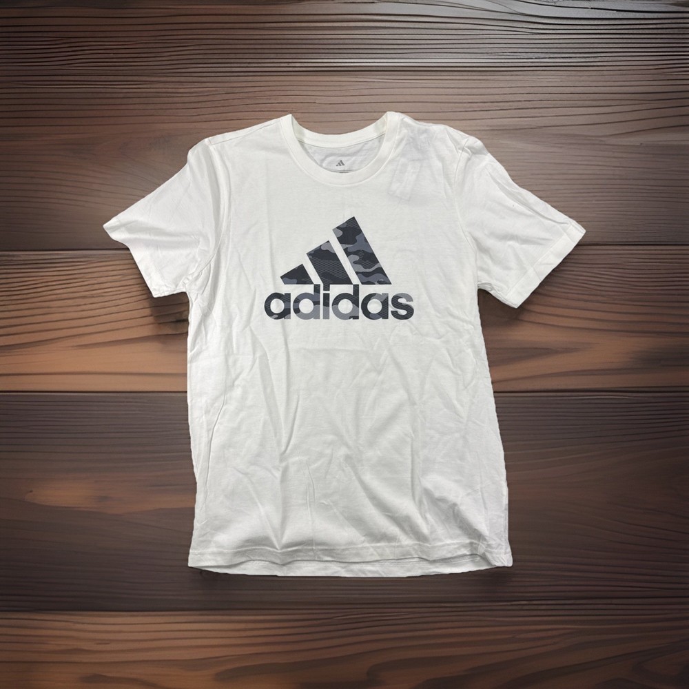 Adidas Men’s Camo Mesh Logo Graphic T-Shirt White Size M NWT JZ0786 Short Sleeve