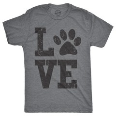 Mens Love Paw T Shirt Cute Adorable Dog Lover Pet Tee for Guys
