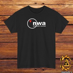 NWA Northwest Airlines LOGO T-Shirt Black/Grey/White/Navy /Red/Light Blue S-5XL