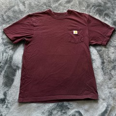 Carhartt K87 Mens Loose Fit Pocket T-Shirt Maroon Burgundy Cotton Size M