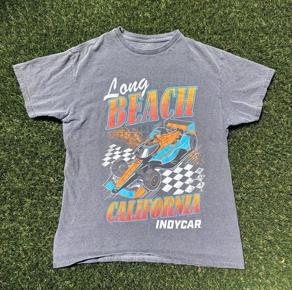 Indycar Long Beach California Gray Racecar Tee