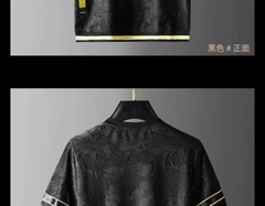 New Fashion Star Trend Embroidery Summer Short Sleeve Luxury Men Black T-Shirt