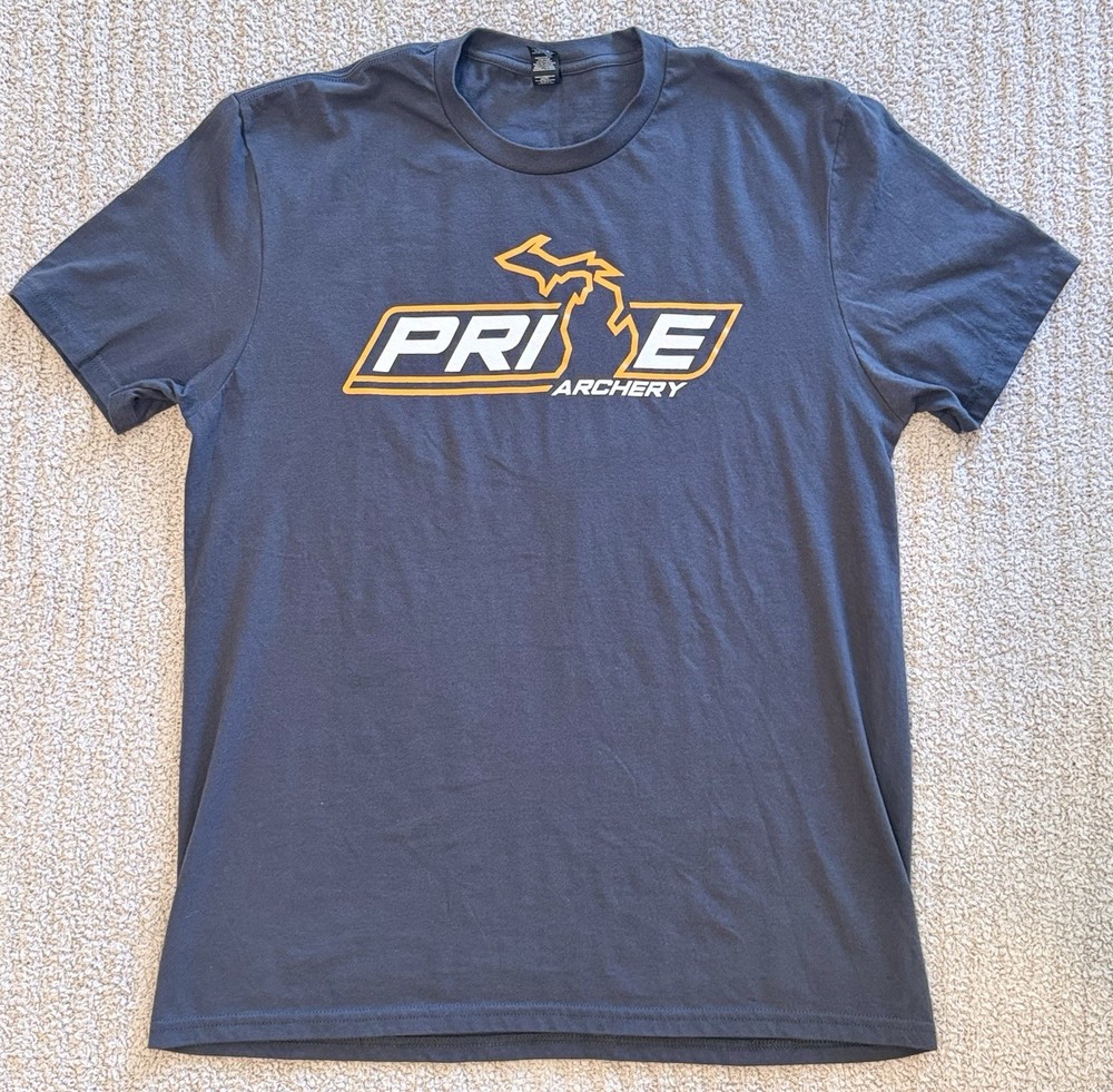 Prime Archery Bows Hunting Men’s Large Grey Michigan Tee Shirt Short Sleeve NWOT