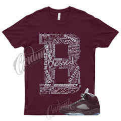 BLESSED Shirt for 5 Deep Burgundy Metallic Silver Light Graphite Bordeaux Maroon