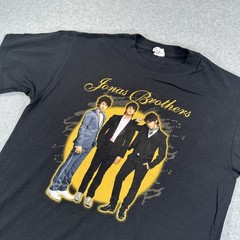 Jonas Brothers Band Tee Black Graphic T-Shirt Size M 100% Cotton Vintage