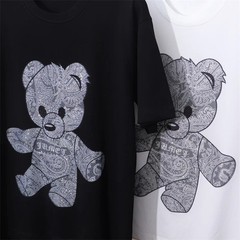 New Men Luxury Diamond Bear Rhinestones Fashion T-Shirt High Quality