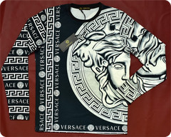 Men’s Versace Medusa Head Long Sleeve T-Shirt Black and White Size M