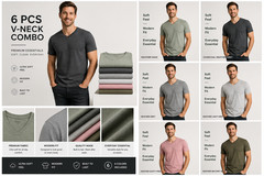 True Classic V-Neck T-Shirts 6 Pack Men Size XL New No Tags Soft Premium Fit