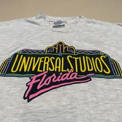 Vintage 90s UNIVERSAL STUDIOS FLORIDA NEON Beefy T-shirt See Pics Spots XXL USA