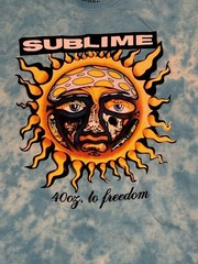 Sublime 40oz. To Freedom Long Beach Sun Face Blue Tie Dye T-Shirt Various Sizes