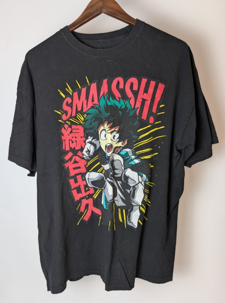 My Hero Academia T Shirt 2XL Black Smash Anime Graphic Mens