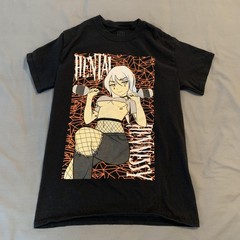 Hentai Anime Shirt Mens Small Black Waifu Graphic Tee 2021 Streetwear Manga