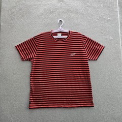 10 Deep Men Shirt XL Red Embroidered Striped Logo Spellout Grunge Skater Y2K