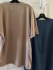 2 TOP QUALITY THICK COTTON T-SHIRTS, XL, BLUE/TAN, “NAVY BLUE COMFORT” EXCELLENT