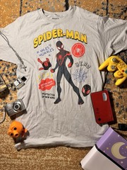 Marvel Men’s L Gray Miles Morales Spider-Man Graphic Cotton Knit Crew Neck Tee