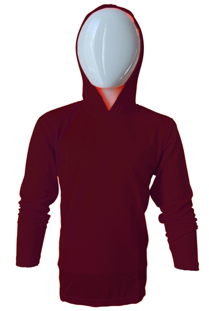 DRI-FIT Hoodie Long Sleeve T-Shirts, UPF 50+ Sun Protection Hooded BURGUNDY