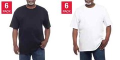 Kirkland Signature Men’s Crew Neck Tee, 6-pack Heavyweight Cotton White Black