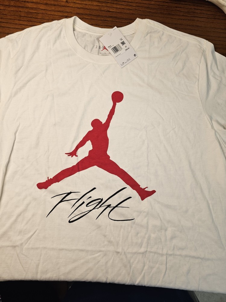 Jordan Jumpman Flight Graphic Print Logo Crew Neck Tee Mens White XXL AO0664