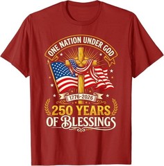 Freedom 250th Anniversary USA Flag Christian God Patriotic T-Shirt