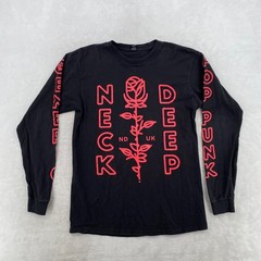 Neck Deep Long Sleeve Shirt Mens Medium Black Red Generic Pop Punk Band Tee Rose