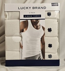 Lucky Brand 4 Pack Cotton Blend Ribbed Tank Tops XL White FREE SHIPPING!