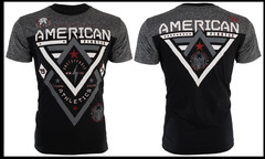 AMERICAN FIGHTER Black ALASKA PATTERN Athletic Graphic T-shirt NWT