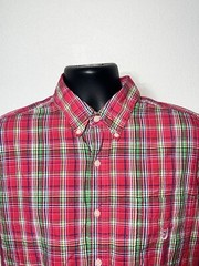 Chaps Easy Care Shirt Men Large L Tartan Plaid Short Sleeve Button