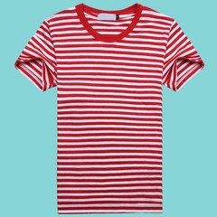 Stylish Men’s Blue and White Striped Tshirt with Short Sleeves for Sports