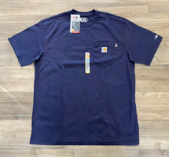 Carhartt Force Pocket T-Shirt Mens L Navy Blue Short Sleeve Flame Resistant