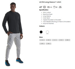 UNEEK Mens Long Sleeve T-Shirt Blank Casual Cotton T Shirt Plain Work Unisex Tee