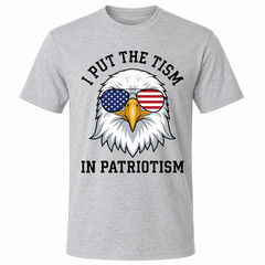 Patriotism Retro Eagle USA Flag Gray T-Shirt