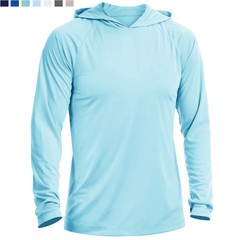 UPF50+ Mens Sun Block Hoodie Long Sleeve Skin Protection Sun Shirts Fishing Tops