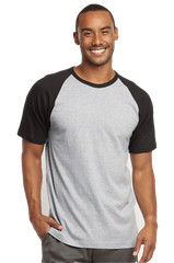 Raglan Baseball Tee-Shirt Premium Cotton Jersey Short Sleeve Men’s New Two Tone