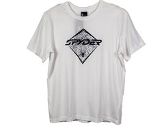 Spyder Graphic T-Shirt Men Short Sleeve Crew Neck Stretch White Large