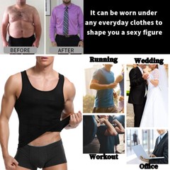 Men 3 Pack Body Shaper Slimming Tummy Vest Compression Shirts Tank Top Shapewear