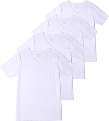 Stafford 4-Pck Men’s Medium White V-neck T-Shirts Super Soft 100% Cotton Casual