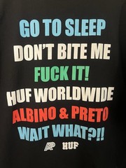 HUF Worldwide AP Albino & Preto Black T Shirt Size XL