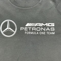 Black Mercedes AMG Petronas F1 Team Black T-shirt White Logo Medium Formula One