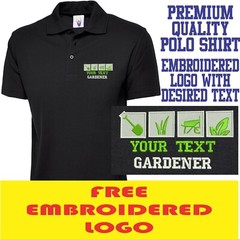 Personalised Embroidered Gardener Custom Text Shirt Uneek The UX1 Polo