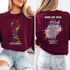 World Cup 2026 Host Cities Double Sided T-Shirt USA Canada Mexico Tee