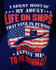 US Navy Submarine Text Port & Company Blue T Shirt Men’s Size L NWT