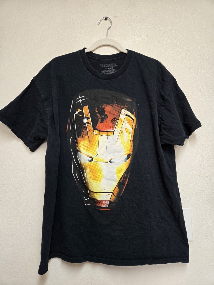 Iron Man Shirt Mens XL Black Movie Promo Mega Print Marvel Iron Man 3