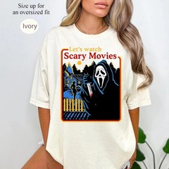 Lets Watch Scary Movie Shirt, Comfort Colors Ghostface Shirt Size S-5XL