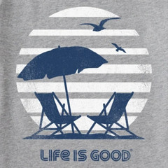 Life is Good Mens 70’s Retro Beach Umbrella Short Sleeve Tee Medium Heather Gray