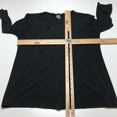 Ann Taylor Top Womens Size M Pleated Neck Crop Sleeve Blouse Black Stretchy